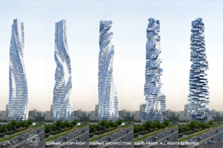 Illustration for article titled These Buildings Can Actually Move by Rotating